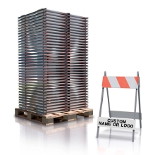 Type I Heavy Duty Plastic Panel Barricade w/Galvanized Steel Legs - 70 Pack Pallet