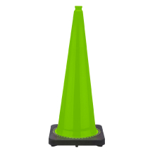 36" Lime Green Traffic Cone, 10 lb Black Base