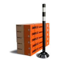 Omniflex 36 Inch Black Tubular Traffic Delineator - 50 Pack