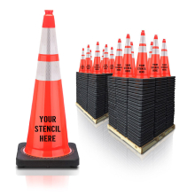 36" Orange Traffic Cones, 12 lb Black Base, w/6" & 4" 3M Reflective Collars Two Pallet