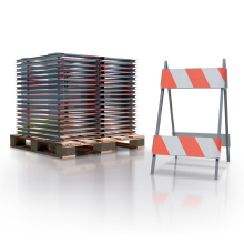 Type II Heavy Duty Plastic Panel Barricades w/Galvanized Steel Legs - 35 Pack Pallet 