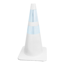 28" White Traffic Cone, w/6" & 4" Reflective Collars - Made in USA