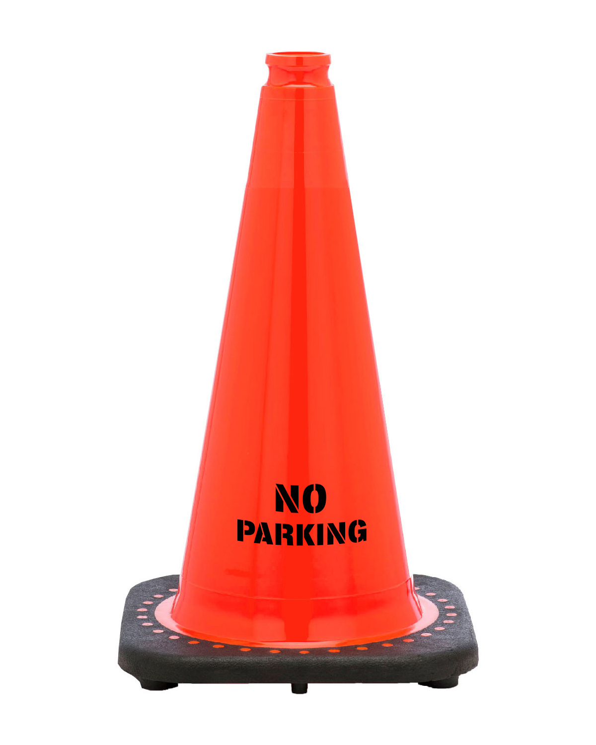 18" No Parking STENCIL Traffic Cone, 3 lb Black Base