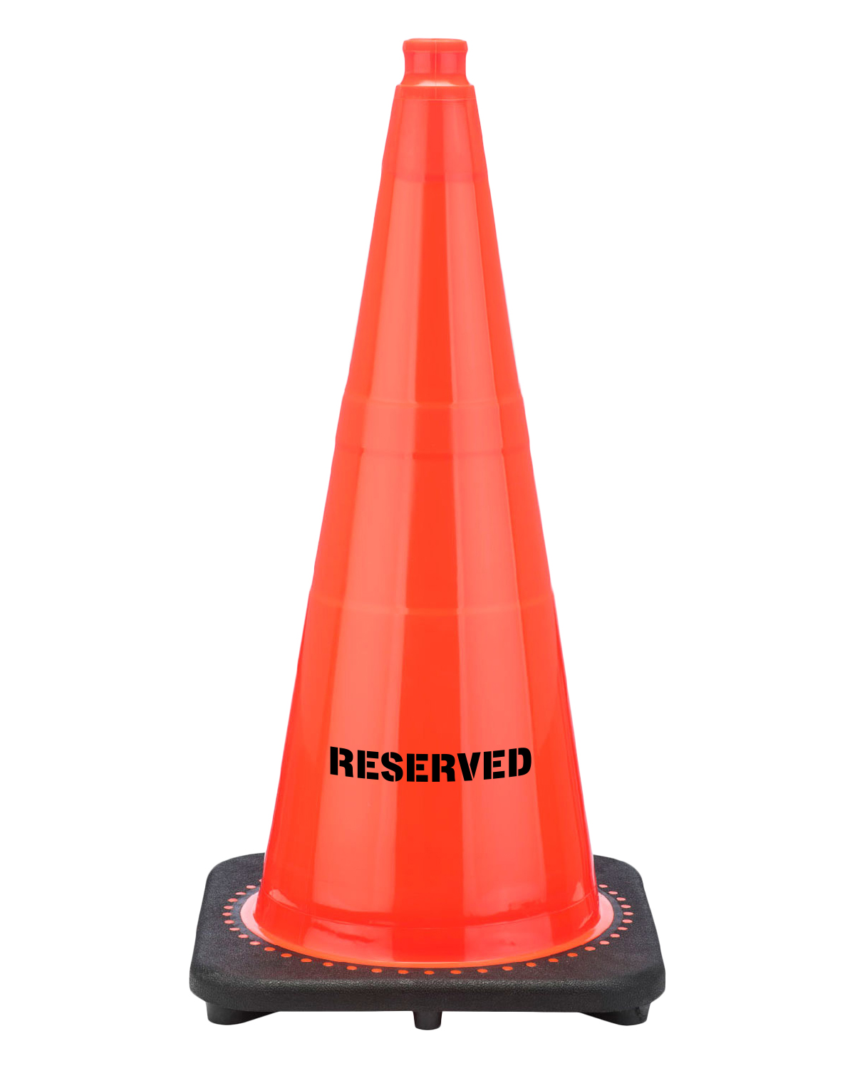 28" Reserved STENCIL Traffic Cone, 7 lb Black Base