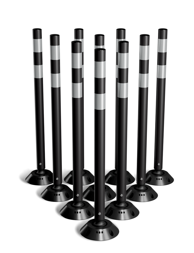 Omniflex 36 Inch Black Tubular Traffic Delineator - 10 Pack 