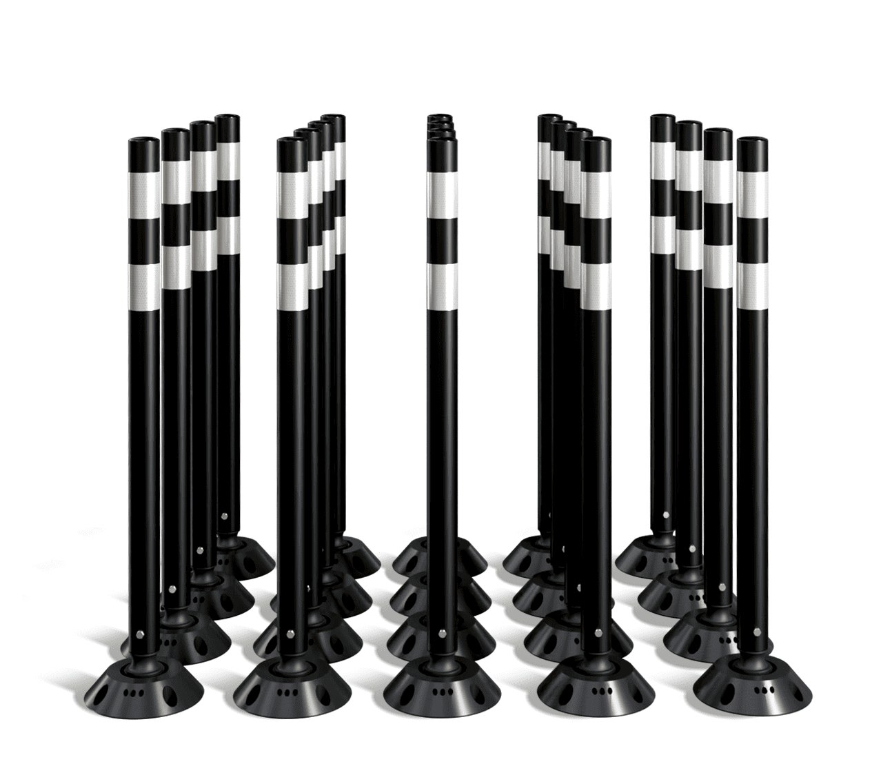 Omniflex 36 Inch Black Tubular Traffic Delineator -  20 Pack
