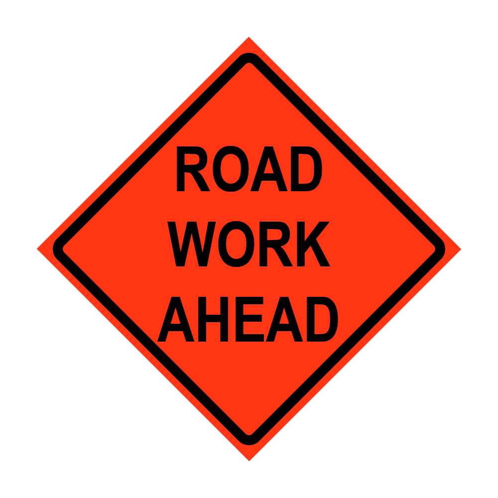 Road Work Ahead Roll-Up Traffic Sign