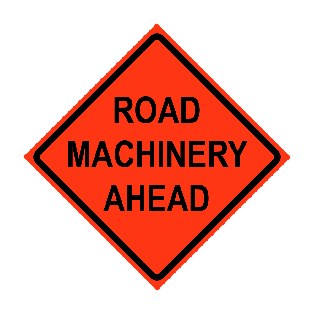 Road Machinery Ahead Roll-Up Traffic Sign