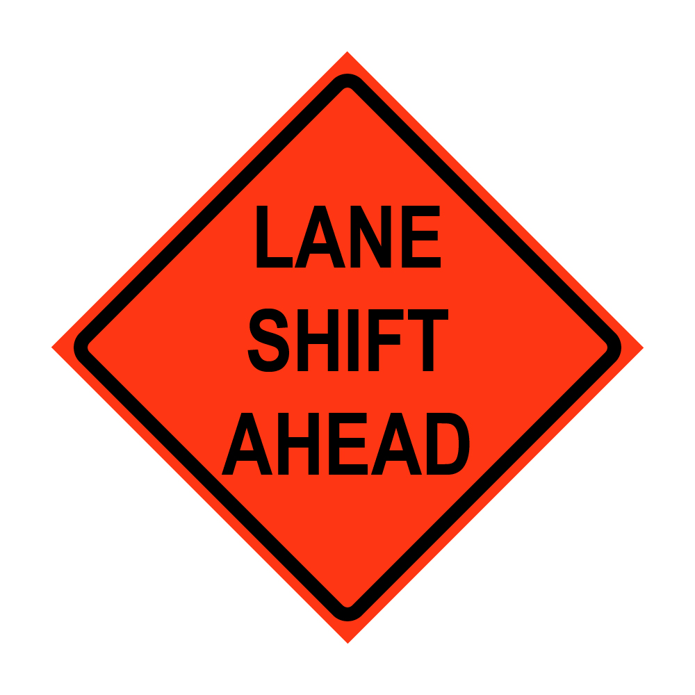 Lane Shift Ahead Roll-Up Traffic Sign