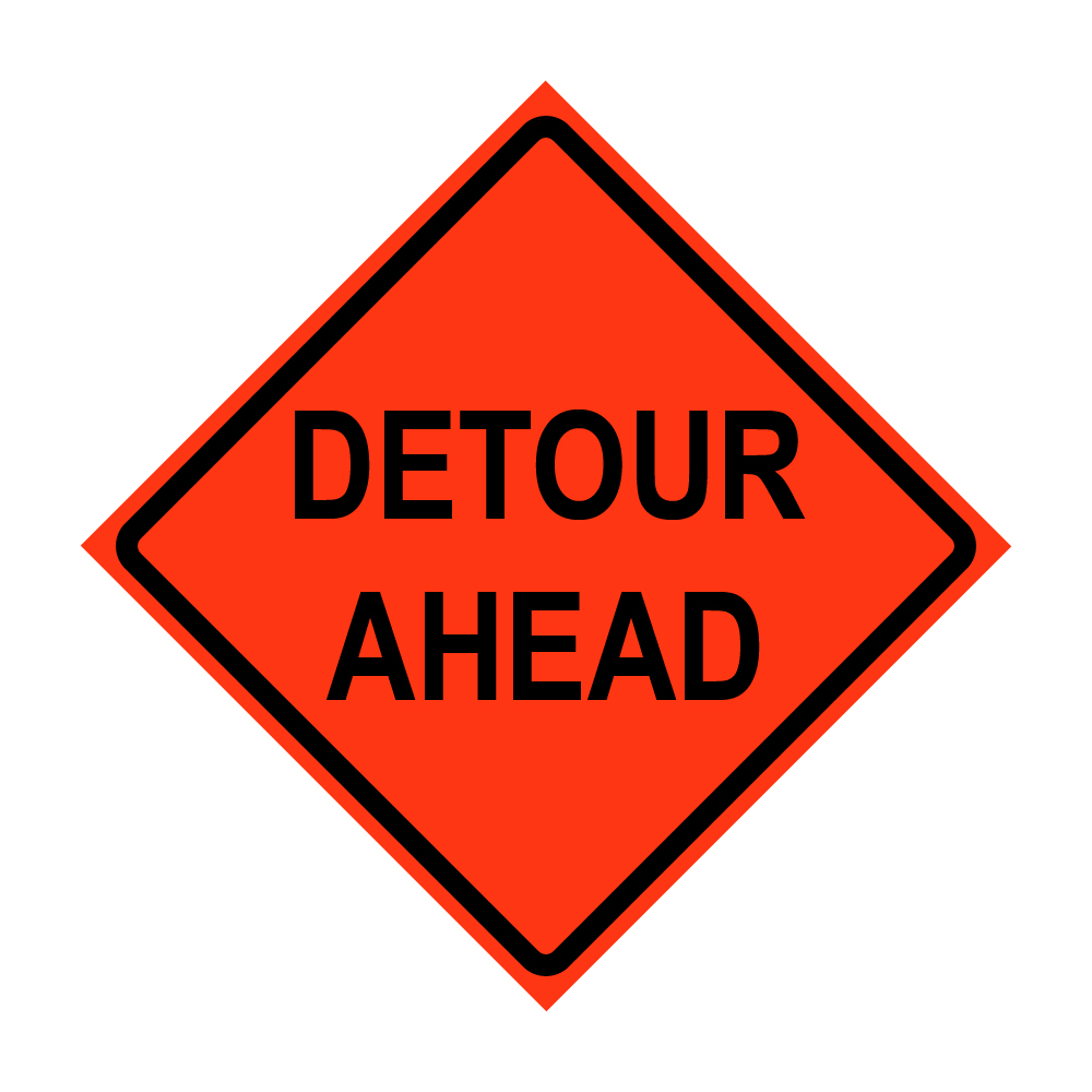 Detour Ahead Roll-Up Traffic Sign