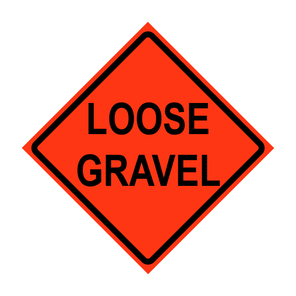 Loose Gravel Roll-Up Traffic Sign