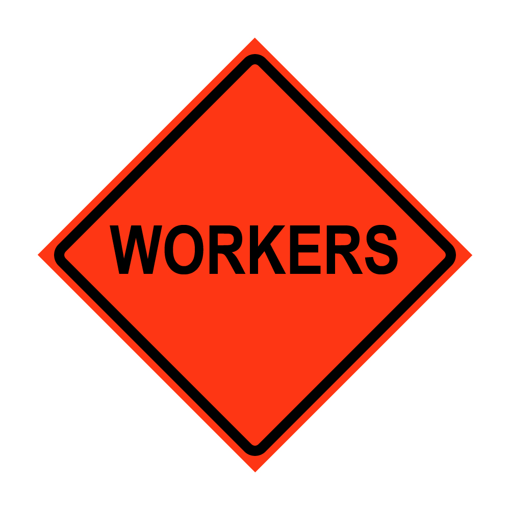 Workers Roll-Up Traffic Sign