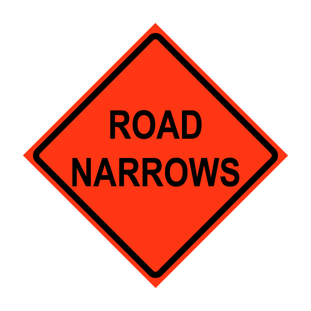 Road Narrows Roll-Up Traffic Sign