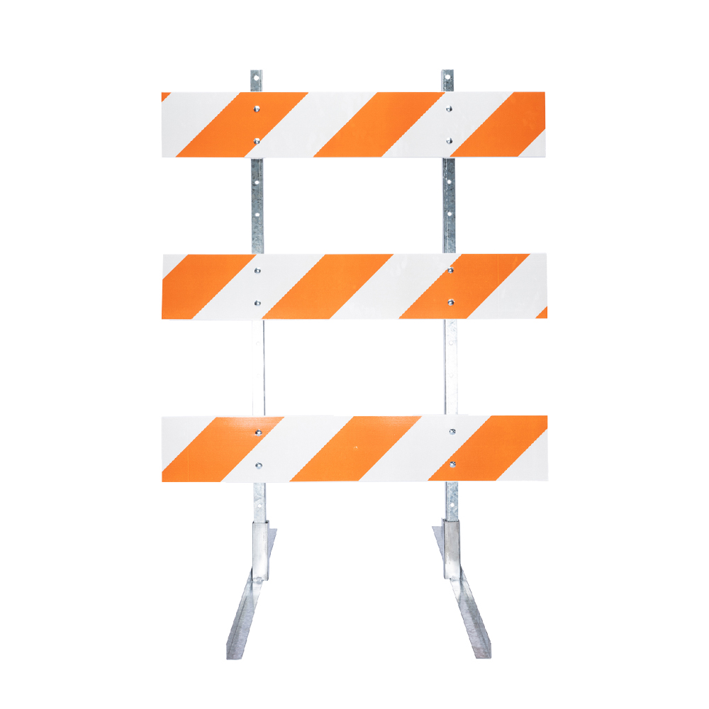 Type III Heavy Duty Plastic Panel Barricade w/Galvanized Steel Legs - Single Sided