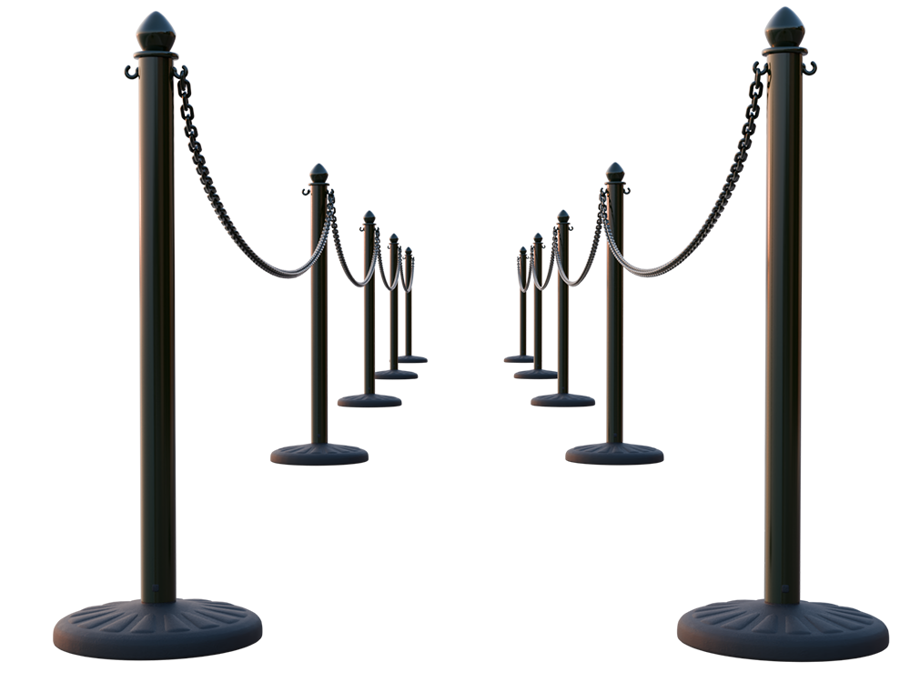 Plastic Heavy Duty Post and Chain Kit includes 10 Posts & 100' Chain