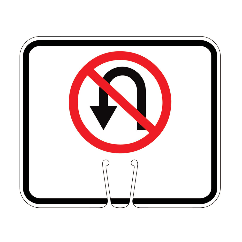 Traffic Cone Sign - NO U-TURN