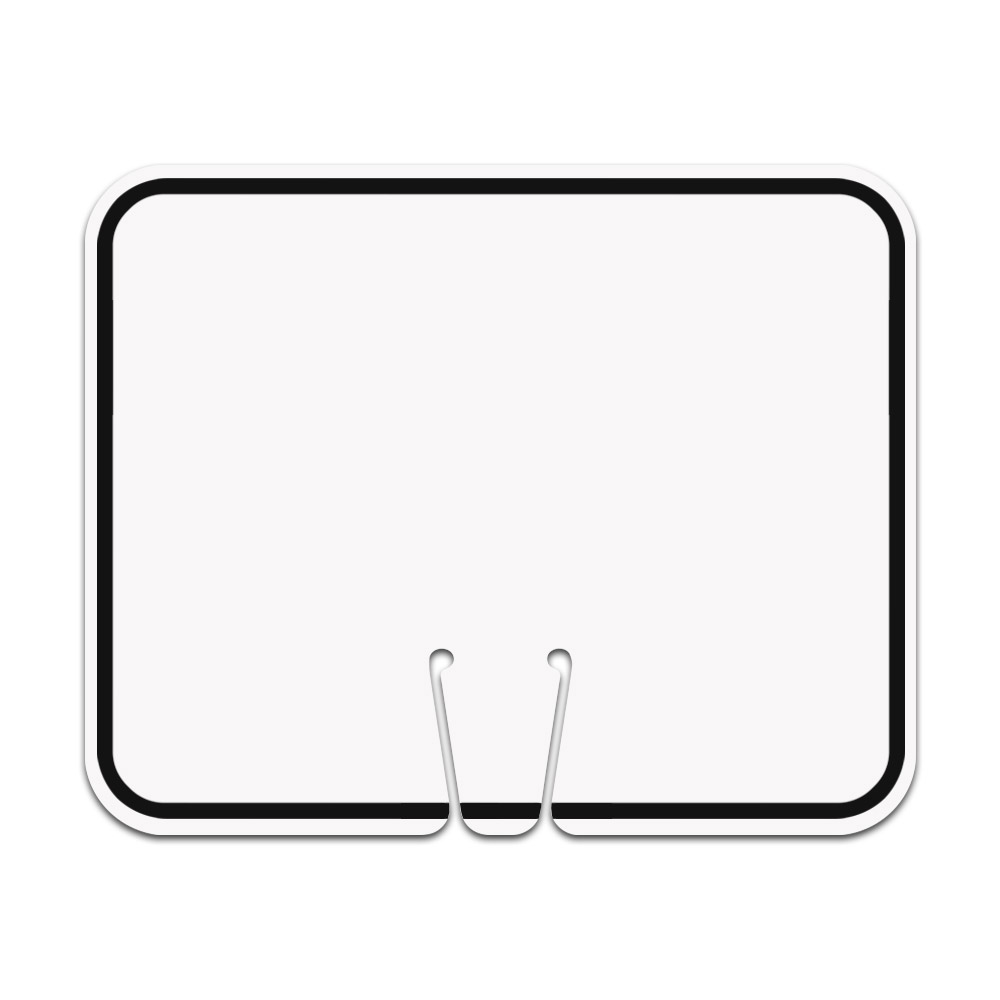 Traffic Cone Sign - White - Blank w/Black Border