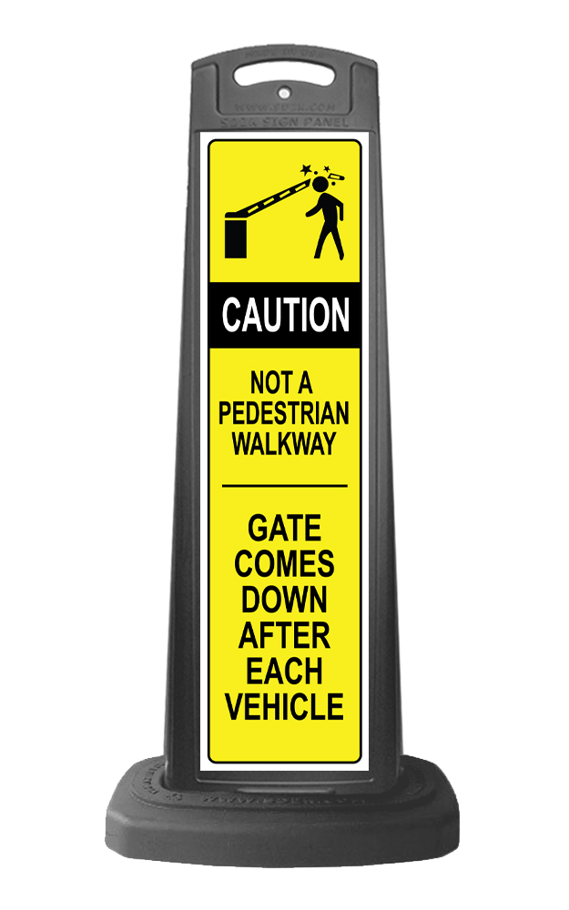 Black Reflective Vertical Sign Panel w/Base Option - Caution Not a Walkway