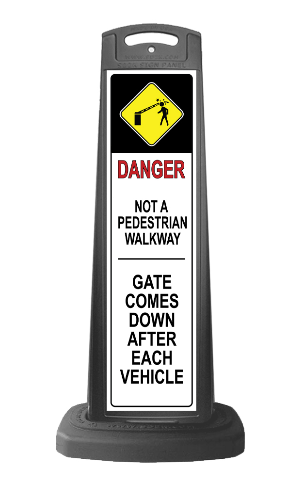 Black Reflective Vertical Sign Panel w/Base Option - Danger Not a Walkway
