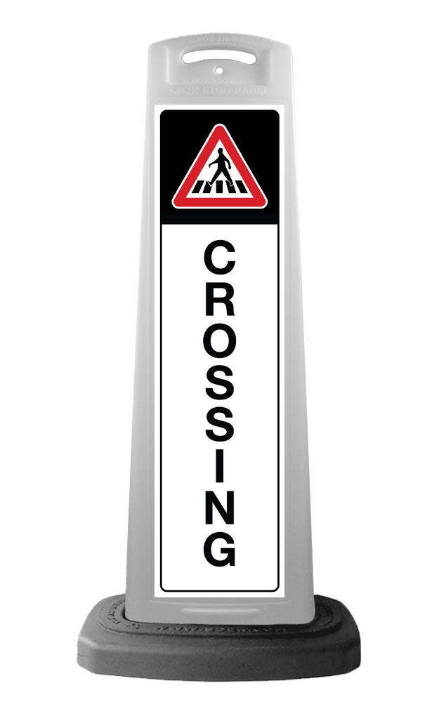 White Reflective Vertical Sign Panel w/Base Option - Stairs