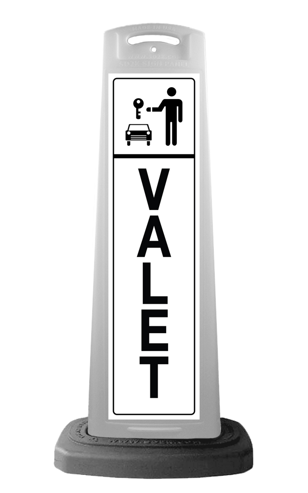 White Reflective Vertical Sign Panel w/Base Option - Valet with Key