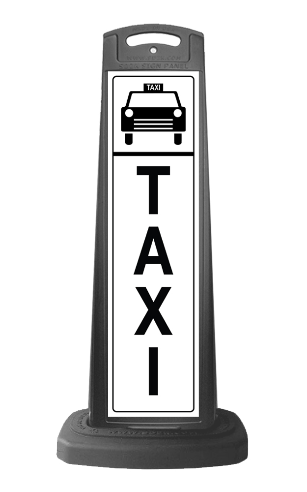 Black Reflective Vertical Sign Panel w/Base Option - Taxi 