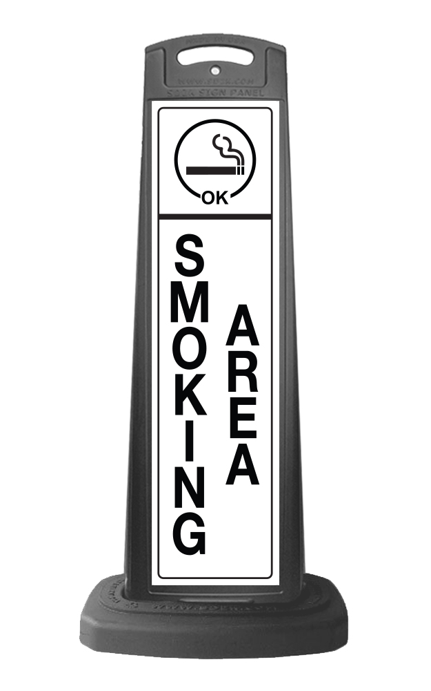 Black Reflective Vertical Sign Panel w/Base Option - Smoking Area