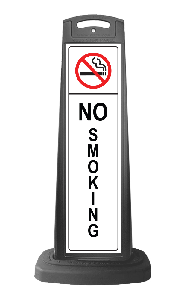 Black Reflective Vertical Sign Panel w/Base Option - No Smoking