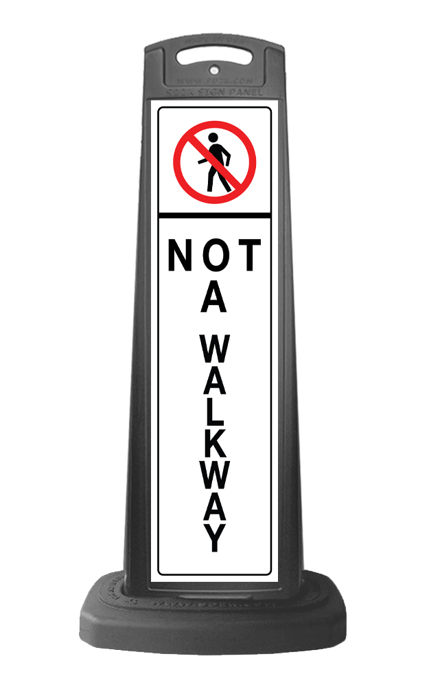 Black Reflective Vertical Sign Panel w/Base Option - Not A Walkway