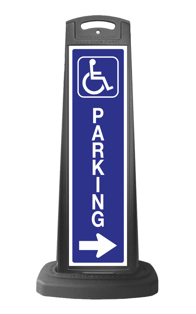 Black Reflective Vertical Sign Panel w/Base Option - Handicap Parking