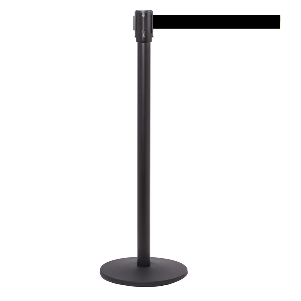 QueuePro Black Metal Retractable Belt Post