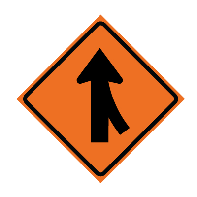 Right Lane Merge Symbol Roll-Up Traffic Sign