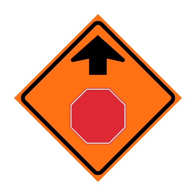 Stop Ahead Symbol Roll-Up Traffic Sign