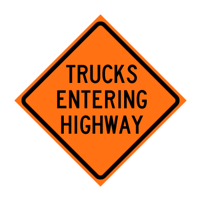 Trucks Entering Highway Roll-Up Traffic Sign