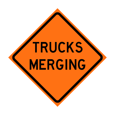 Trucks Merging Roll-Up Traffic Sign