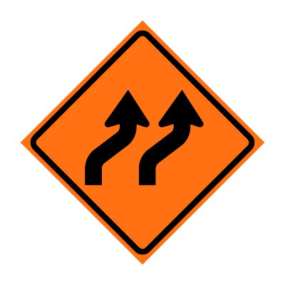 Two Lane Reverse Curve Right Symbol Roll-Up Traffic Sign