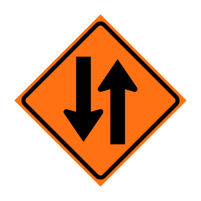Two Way Traffic Symbol Roll-Up Traffic Sign