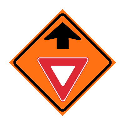 Yield Ahead Symbol Roll-Up Traffic Sign