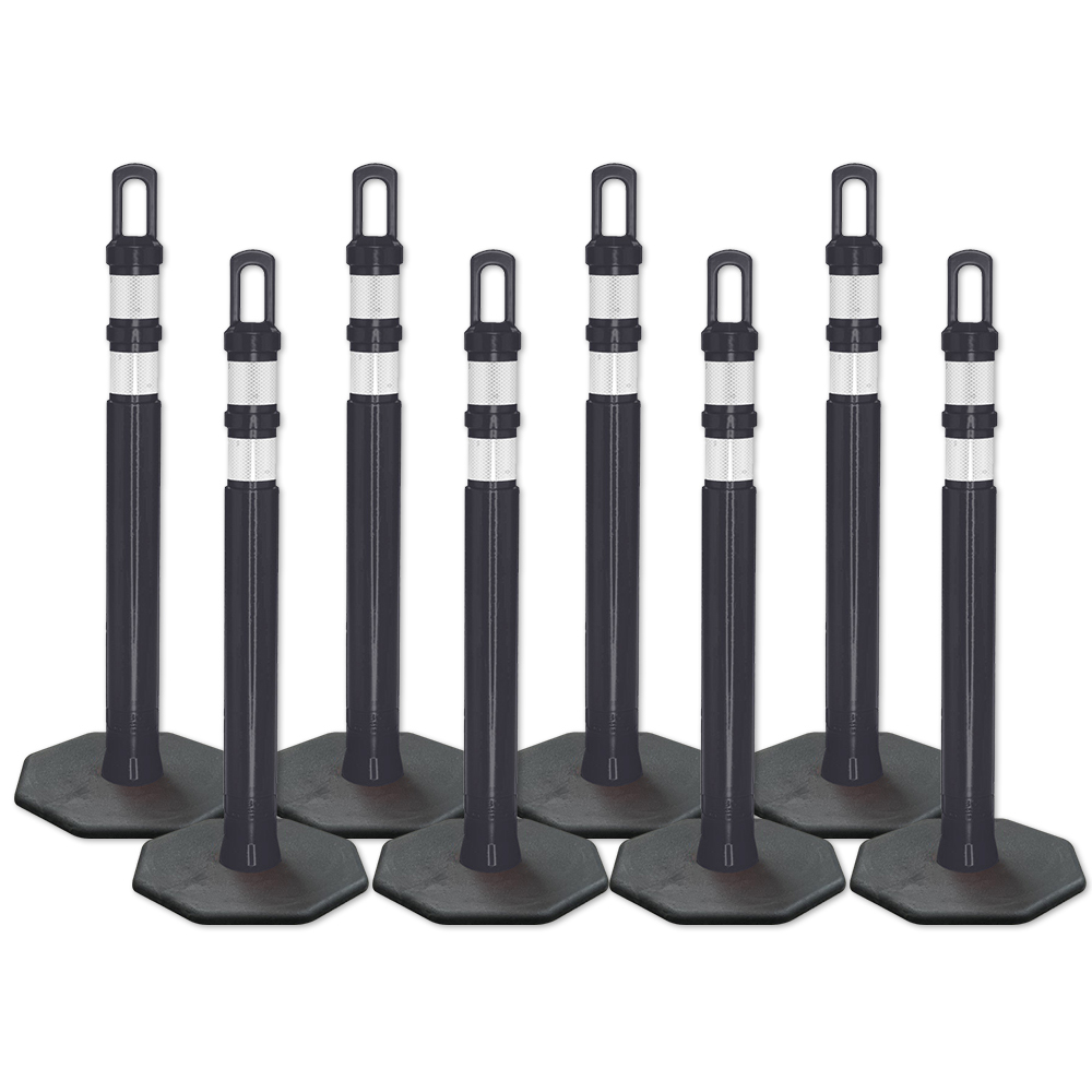 Arch-Looper Premium 42" Black Delineator Post w/Base - 400 Pack