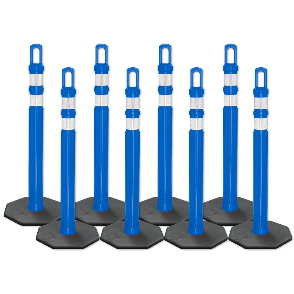 Arch-Looper Premium 42" Blue Delineator Post w/Base - 400 Pack