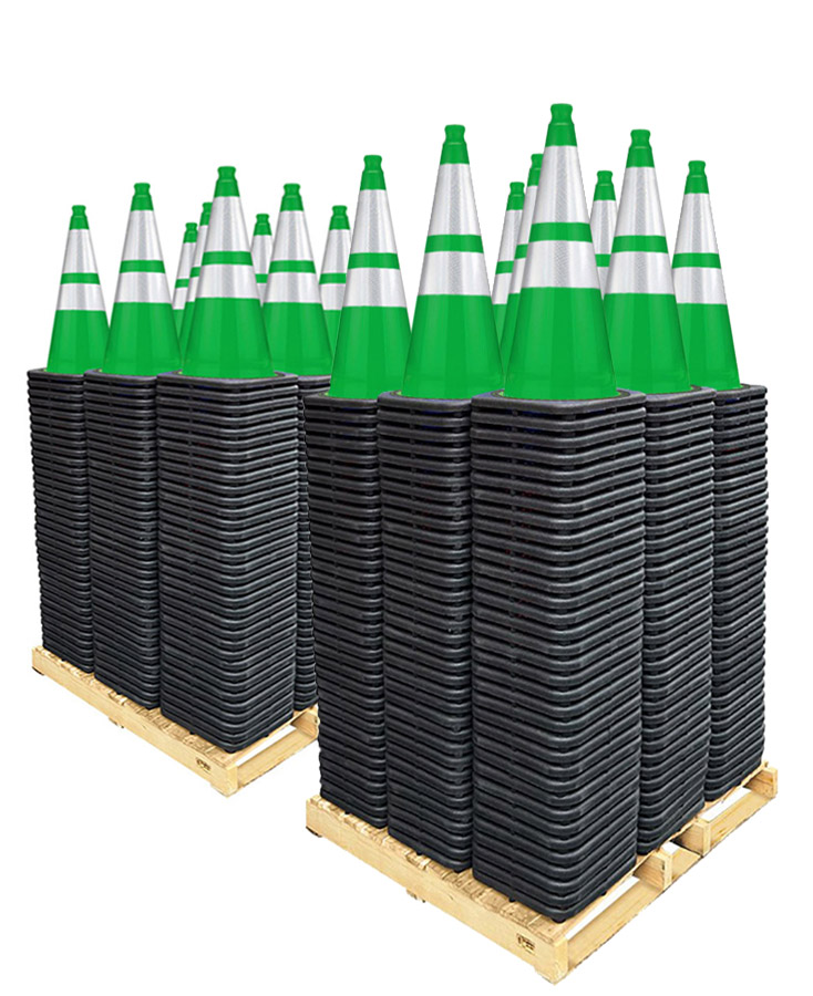 28" Traffic Cones, 7 lb Black Base, w/6" & 4" 3M Reflective Collar - Select Color