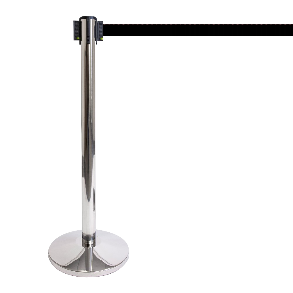 Lite Series Retractable Belt Stanchion - Polished Finish, 11ft Belt