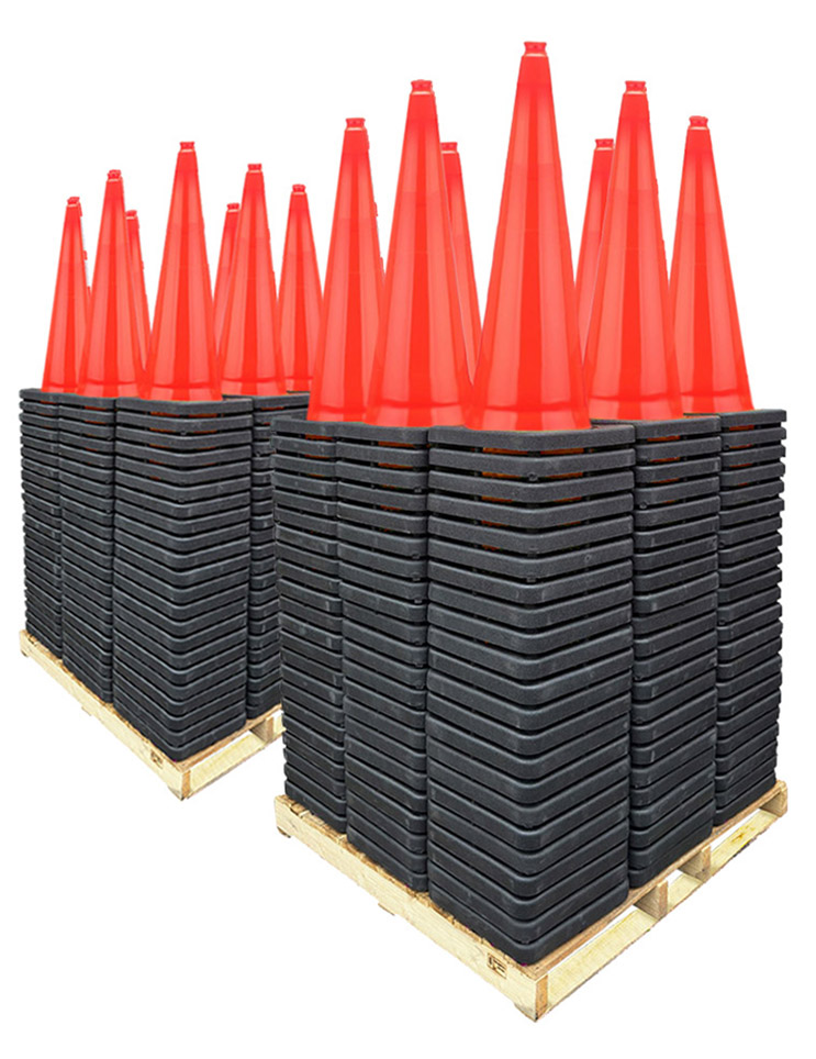 36" Orange Traffic Cones, 12 lb Black Base Two Pallets