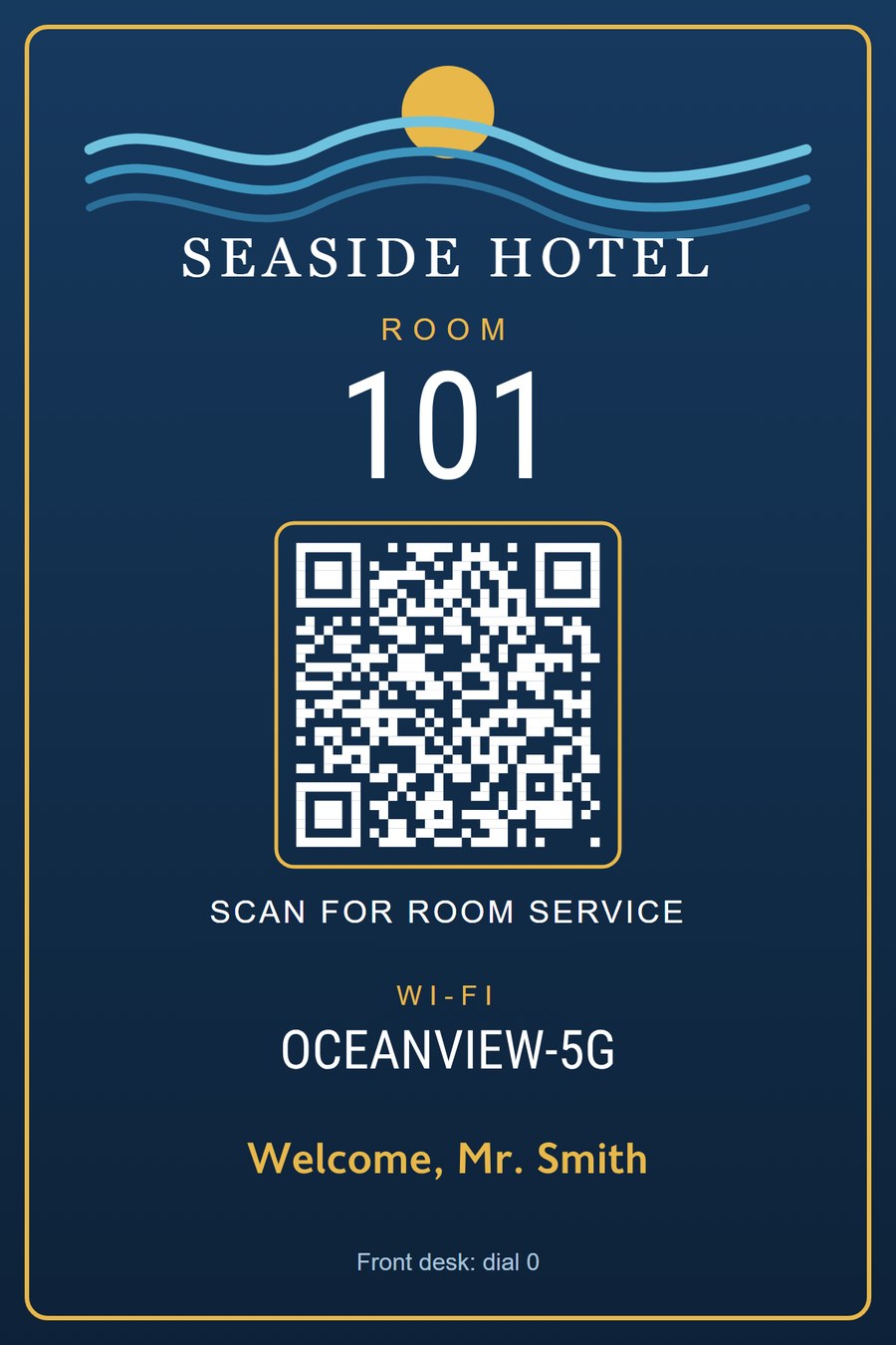 Demo Hotel Room Door Sign